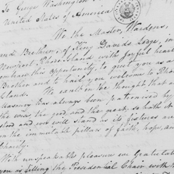 From Freemasons of King David’s Lodge, Newport, Rhode Island to Washington, 17 August 1790