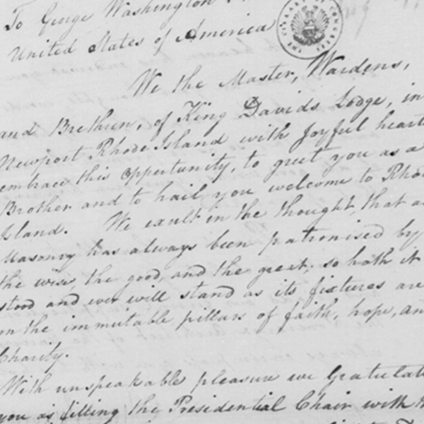 From Freemasons of King David’s Lodge, Newport, Rhode Island to Washington, 17 August 1790